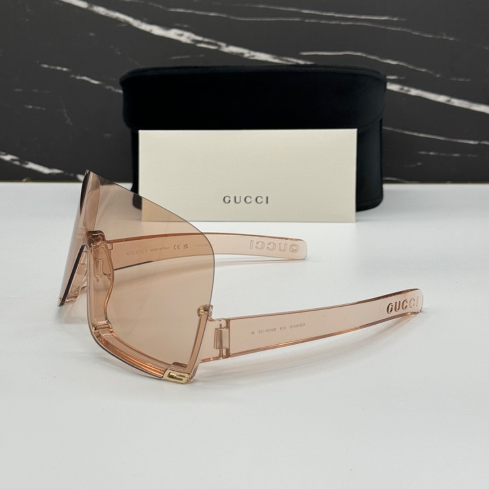 NEW GG1631S 010 GUCCI SUNGLASSES SHIELD CREAM EYEWEAR GUCCI MASK EYEWEAR - Picture 7 of 13